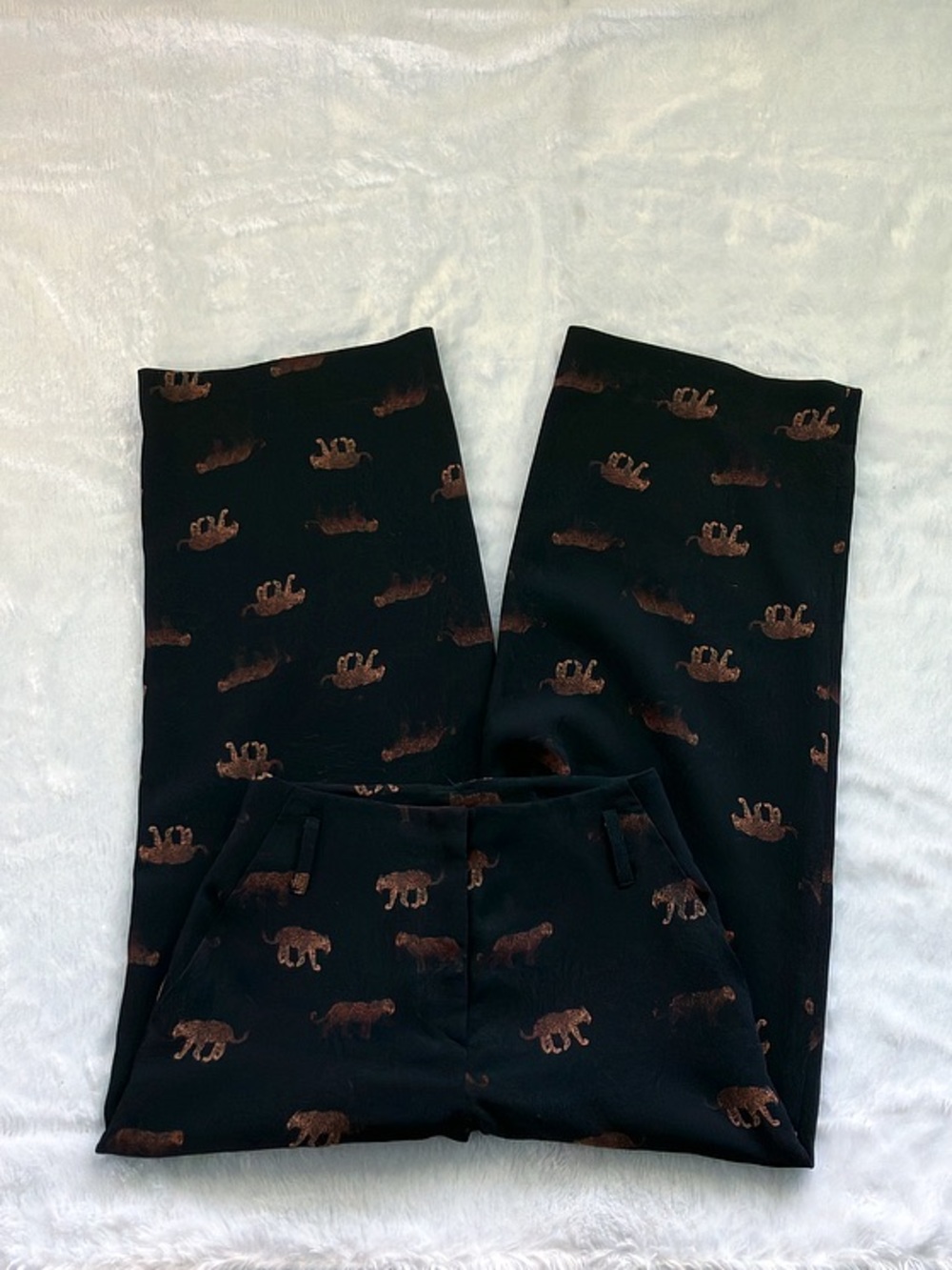 Nanushka Meryl Wide Leg Pants Story Print Tiger, Size Medium